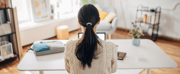 Woman working from home for her job